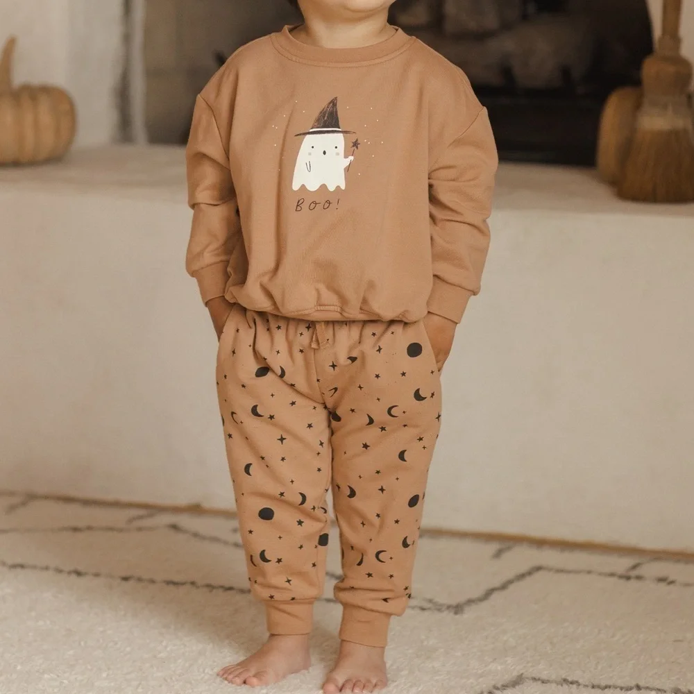 Quincy Mae Halloween Relaxed Fleece Sweatshirt & Sweatpant Set Size 3-6 Months